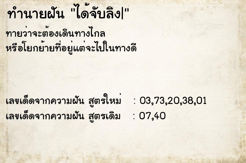 ทำนายฝันทำนายฝันได้จับลิง|